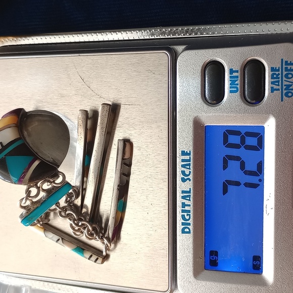 Native American Zuni Multi-stone Inlay Sterling Silver Dangle Stud Earrings - Picture 9 of 17